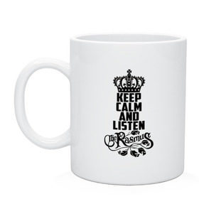 Кружка с принтом Keep calm and listen Rasmus в городе Новоалтайск, керамика | объем — 330 мл, диаметр — 80 мм. Принт наносится на бока кружки, можно сделать два разных изображения | rasmus | the rasmus | аки хакала | альтернативный | готик | группа | дарк | зе | знак | лаури юлёнен | надпись | паули рантасалми | поп | разсмус | расмус | рок | софт | финская