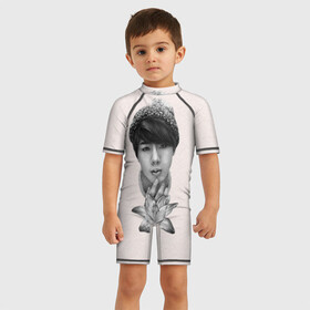 Детский купальный костюм 3D с принтом Jin _BTS в городе Новоалтайск, Полиэстер 85%, Спандекс 15% | застежка на молнии на спине | bangtan boys | bts | bts army | бантаны бтс