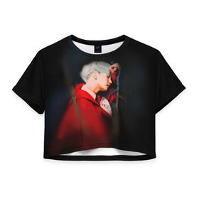 Женская футболка 3D укороченная с принтом Suga_BTS в городе Новоалтайск, 100% полиэстер | круглая горловина, длина футболки до линии талии, рукава с отворотами | bangtan boys | bts | bts army | бантаны бтс