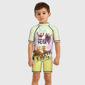 Детский купальный костюм 3D с принтом BTS _3 в городе Новоалтайск, Полиэстер 85%, Спандекс 15% | застежка на молнии на спине | bangtan boys | bts | бантаны бтс