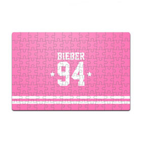 Пазл магнитный 126 элементов с принтом Bieber Team Pink в городе Новоалтайск, полимерный материал с магнитным слоем | 126 деталей, размер изделия —  180*270 мм | bieber | justin bieber | бибер | джастин бибер