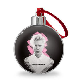 Ёлочный шар с принтом Justin Bieber / Pink splash в городе Новоалтайск, Пластик | Диаметр: 77 мм | bieber | justin bieber | бибер | джастин бибер