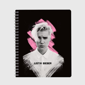 Тетрадь с принтом Justin Bieber Pink splash в городе Новоалтайск, 100% бумага | 48 листов, плотность листов — 60 г/м2, плотность картонной обложки — 250 г/м2. Листы скреплены сбоку удобной пружинной спиралью. Уголки страниц и обложки скругленные. Цвет линий — светло-серый
 | bieber | justin bieber | бибер | джастин бибер