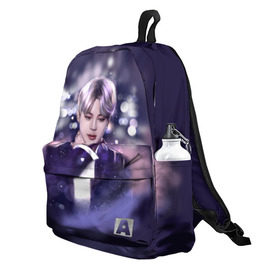 Рюкзак 3D с принтом BTS_Jimin _ в городе Новоалтайск, 100% полиэстер | лямки с регулируемой длиной, сверху петелька, чтобы рюкзак можно было повесить на вешалку. Основное отделение закрывается на молнию, как и внешний карман. Внутри два дополнительных кармана, один из которых закрывается на молнию. По бокам два дополнительных кармашка | Тематика изображения на принте: bangtan boys | bts | бантаны бтс