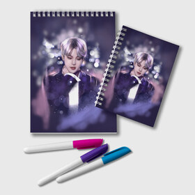 Блокнот с принтом BTS_Jimin _ в городе Новоалтайск, 100% бумага | 48 листов, плотность листов — 60 г/м2, плотность картонной обложки — 250 г/м2. Листы скреплены удобной пружинной спиралью. Цвет линий — светло-серый
 | Тематика изображения на принте: bangtan boys | bts | бантаны бтс