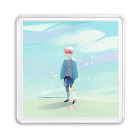 Магнит 55*55 с принтом BTS_Jimin_4 в городе Новоалтайск, Пластик | Размер: 65*65 мм; Размер печати: 55*55 мм | bangtan boys | bts | бантаны бтс