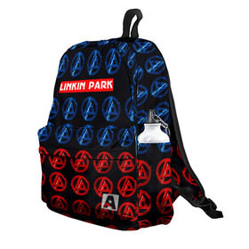 Рюкзак 3D с принтом LINKIN PARK в городе Новоалтайск, 100% полиэстер | лямки с регулируемой длиной, сверху петелька, чтобы рюкзак можно было повесить на вешалку. Основное отделение закрывается на молнию, как и внешний карман. Внутри два дополнительных кармана, один из которых закрывается на молнию. По бокам два дополнительных кармашка | linkin park | logo | music | pop | rock | альтернатива | металл | музыка | музыкальный | поп | рок