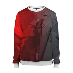 Женский свитшот 3D с принтом GRAY&RED MIRROR ABSTRACT в городе Новоалтайск, 100% полиэстер с мягким внутренним слоем | круглый вырез горловины, мягкая резинка на манжетах и поясе, свободная посадка по фигуре | 