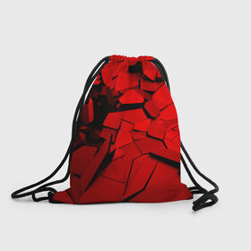 Рюкзак-мешок 3D с принтом Carbon abstraction RED в городе Новоалтайск, 100% полиэстер | плотность ткани — 200 г/м2, размер — 35 х 45 см; лямки — толстые шнурки, застежка на шнуровке, без карманов и подкладки | Тематика изображения на принте: abstraction | geometry | абстракция | геометрия | грань | краски | кубик | кубики | линии | мозаика | разноцветные | ребро | текстура | тени | узор
