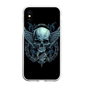 Чехол для iPhone XS Max матовый с принтом Череп в городе Новоалтайск, Силикон | Область печати: задняя сторона чехла, без боковых панелей | крылья | темный | цепь | черный