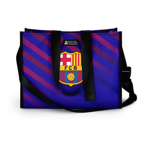 Сумка-шоппер 3D с принтом FC Barcelona в городе Новоалтайск, 100% полиэстер | застегивается на металлическую кнопку; внутренний карман застегивается на молнию. Стенки укреплены специальным мягким материалом, чтобы защитить содержимое от несильных ударов
 | barcelona | football | logo | spain | sport | арт | барселона | испания | лига | лого | спорт | текстура | фк | футбол | футбольный клуб | эмблема