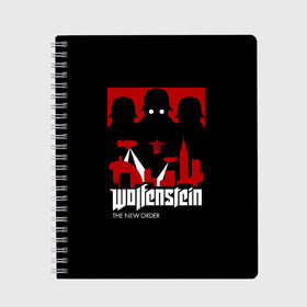 Тетрадь с принтом Wolfenstein в городе Новоалтайск, 100% бумага | 48 листов, плотность листов — 60 г/м2, плотность картонной обложки — 250 г/м2. Листы скреплены сбоку удобной пружинной спиралью. Уголки страниц и обложки скругленные. Цвет линий — светло-серый
 | bj | castle | colossus | new order | old blood | wolfenstein | би джей | блаcковиц | блажкович | блацкович | вольфенштайн | вольфенштейн | вульфенштайн | вульфенштейн | уильям