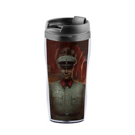 Термокружка-непроливайка с принтом Wolfenstein в городе Новоалтайск, внутренняя часть — пищевой пластик, наружная часть — прозрачный пластик, между ними — полиграфическая вставка с рисунком | объем — 350 мл, герметичная крышка | Тематика изображения на принте: bj | castle | colossus | new order | old blood | wolfenstein | би джей | блаcковиц | блажкович | блацкович | вольфенштайн | вольфенштейн | вульфенштайн | вульфенштейн | уильям