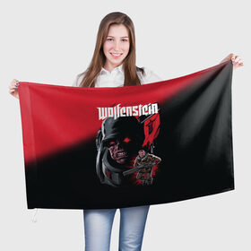 Флаг 3D с принтом Wolfenstein в городе Новоалтайск, 100% полиэстер | плотность ткани — 95 г/м2, размер — 67 х 109 см. Принт наносится с одной стороны | bj | castle | colossus | new order | old blood | wolfenstein | би джей | блаcковиц | блажкович | блацкович | вольфенштайн | вольфенштейн | вульфенштайн | вульфенштейн | уильям