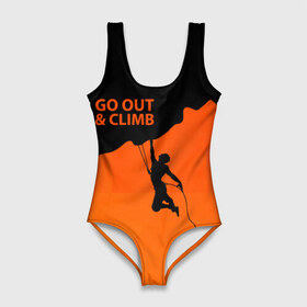 Купальник-боди 3D с принтом climbing в городе Новоалтайск, 82% полиэстер, 18% эластан | Круглая горловина, круглый вырез на спине | adrenaline | extreme | hiking | mountaineering | mountains | risk | rock climb | rocks | sport | адреналин | альпинизм | высота | горы | риск | скалолазание | скалы | спорт | туризм | экстрим