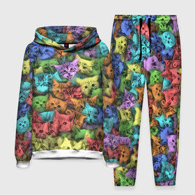 Мужской костюм 3D (с толстовкой) с принтом Разноцветные коты в городе Новоалтайск,  |  | Тематика изображения на принте: котенок | котик | котята | кошка | кошки | паттерн