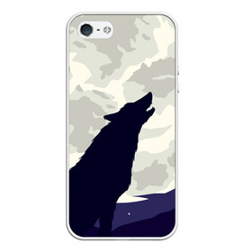 Чехол для iPhone 5/5S матовый с принтом Ночной житель в городе Новоалтайск, Силикон | Область печати: задняя сторона чехла, без боковых панелей | волк | дикая | дикий | животное | лес | луна | ночь | собака | тьма