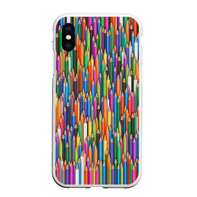 Чехол для iPhone XS Max матовый с принтом Разноцветные карандаши в городе Новоалтайск, Силикон | Область печати: задняя сторона чехла, без боковых панелей | дизайнер | карандаш | палитра | паттерн | радуга | рисование | рисунок | художник | цвет | цветной | школа