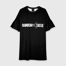 Детское платье 3D с принтом RAINBOW SIX SIEGE | РАДУГА 6 ОСАДА | R6S в городе Новоалтайск, 100% полиэстер | прямой силуэт, чуть расширенный к низу. Круглая горловина, на рукавах — воланы | Тематика изображения на принте: rainbow | rainbow six | siege | six | игры | шутер