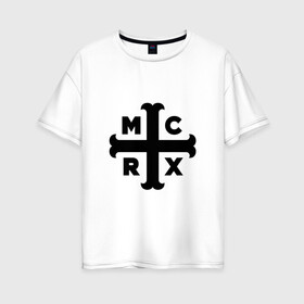 Женская футболка хлопок Oversize с принтом My Chemical Romance в городе Новоалтайск, 100% хлопок | свободный крой, круглый ворот, спущенный рукав, длина до линии бедер
 | gerard way | mcr | my chemical romance | альтернативный | группа | джерард уэй | май кемикал романс | мкр | мой химический роман | мхр | мцр | панк | поп | поппанк | рок | рэй торо