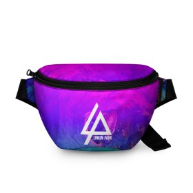 Поясная сумка 3D с принтом LINKIN PARK 2018 MUSIC PLANET в городе Новоалтайск, 100% полиэстер | плотная ткань, ремень с регулируемой длиной, внутри несколько карманов для мелочей, основное отделение и карман с обратной стороны сумки застегиваются на молнию | linkin park | logo | music | pop | rock | альтернатива | металл | музыка | музыкальный | поп | рок
