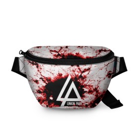 Поясная сумка 3D с принтом LINKIN PARK BLOOD COLLECTION в городе Новоалтайск, 100% полиэстер | плотная ткань, ремень с регулируемой длиной, внутри несколько карманов для мелочей, основное отделение и карман с обратной стороны сумки застегиваются на молнию | linkin park | logo | music | pop | rock | альтернатива | металл | музыка | музыкальный | поп | рок | честер беннингтон