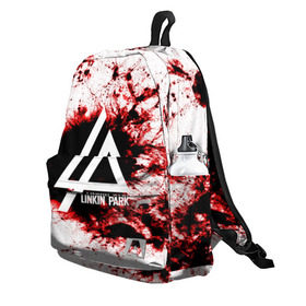Рюкзак 3D с принтом LINKIN PARK BLOOD COLLECTION в городе Новоалтайск, 100% полиэстер | лямки с регулируемой длиной, сверху петелька, чтобы рюкзак можно было повесить на вешалку. Основное отделение закрывается на молнию, как и внешний карман. Внутри два дополнительных кармана, один из которых закрывается на молнию. По бокам два дополнительных кармашка | linkin park | logo | music | pop | rock | альтернатива | металл | музыка | музыкальный | поп | рок | честер беннингтон