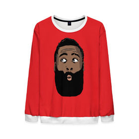 Мужской свитшот 3D с принтом James Harden в городе Новоалтайск, 100% полиэстер с мягким внутренним слоем | круглый вырез горловины, мягкая резинка на манжетах и поясе, свободная посадка по фигуре | 13 | fear the beard | houston rockets | mvp | nba | баскетбол | джеймс харден | нба | хьюстон рокетс