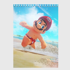 Скетчбук с принтом Super Mario Odyssey в городе Новоалтайск, 100% бумага
 | 48 листов, плотность листов — 100 г/м2, плотность картонной обложки — 250 г/м2. Листы скреплены сверху удобной пружинной спиралью | nintendo | super mario odyssey | марио | нинтендо