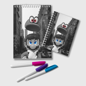 Блокнот с принтом Super Mario Odyssey в городе Новоалтайск, 100% бумага | 48 листов, плотность листов — 60 г/м2, плотность картонной обложки — 250 г/м2. Листы скреплены удобной пружинной спиралью. Цвет линий — светло-серый
 | Тематика изображения на принте: nintendo | super mario odyssey | марио | нинтендо