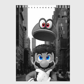 Скетчбук с принтом Super Mario Odyssey в городе Новоалтайск, 100% бумага
 | 48 листов, плотность листов — 100 г/м2, плотность картонной обложки — 250 г/м2. Листы скреплены сверху удобной пружинной спиралью | nintendo | super mario odyssey | марио | нинтендо