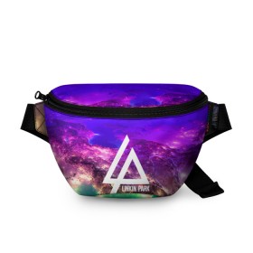 Поясная сумка 3D с принтом LINKIN PARK SPACE EDITION в городе Новоалтайск, 100% полиэстер | плотная ткань, ремень с регулируемой длиной, внутри несколько карманов для мелочей, основное отделение и карман с обратной стороны сумки застегиваются на молнию | linkin park | logo | music | pop | rock | альтернатива | металл | музыка | музыкальный | поп | рок | честер беннингтон