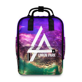 Женский рюкзак 3D с принтом LINKIN PARK SPACE EDITION в городе Новоалтайск, 100% полиэстер | лямки с регулируемой длиной, сверху ручки, чтобы рюкзак нести как сумку. Основное отделение закрывается на молнию, как и внешний карман. Внутри два дополнительных кармана, один из которых закрывается на молнию. По бокам два дополнительных кармашка, куда поместится маленькая бутылочка
 | Тематика изображения на принте: linkin park | logo | music | pop | rock | альтернатива | металл | музыка | музыкальный | поп | рок | честер беннингтон
