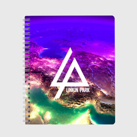 Тетрадь с принтом LINKIN PARK SPACE EDITION в городе Новоалтайск, 100% бумага | 48 листов, плотность листов — 60 г/м2, плотность картонной обложки — 250 г/м2. Листы скреплены сбоку удобной пружинной спиралью. Уголки страниц и обложки скругленные. Цвет линий — светло-серый
 | linkin park | logo | music | pop | rock | альтернатива | металл | музыка | музыкальный | поп | рок | честер беннингтон