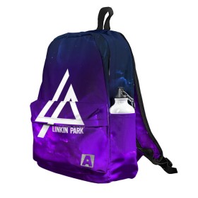 Рюкзак 3D с принтом LINKIN PARK SPACE COLOR 2018 в городе Новоалтайск, 100% полиэстер | лямки с регулируемой длиной, сверху петелька, чтобы рюкзак можно было повесить на вешалку. Основное отделение закрывается на молнию, как и внешний карман. Внутри два дополнительных кармана, один из которых закрывается на молнию. По бокам два дополнительных кармашка | linkin park | logo | music | pop | rock | альтернатива | металл | музыка | музыкальный | поп | рок | честер беннингтон