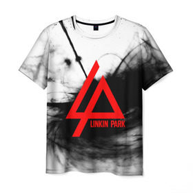 Мужская футболка 3D с принтом LINKIN PARK GRAY SMOKE MUSIC в городе Новоалтайск, 100% полиэфир | прямой крой, круглый вырез горловины, длина до линии бедер | linkin park | logo | music | pop | rock | альтернатива | металл | музыка | музыкальный | поп | рок | честер беннингтон