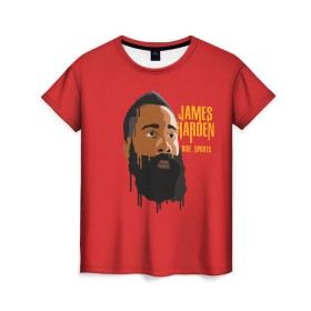 Женская футболка 3D с принтом James Harden в городе Новоалтайск, 100% полиэфир ( синтетическое хлопкоподобное полотно) | прямой крой, круглый вырез горловины, длина до линии бедер | fear the beard | houston rockets | nba | rise sports | баскетбол | джеймс харден | нба | хьюстон рокетс