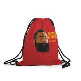 Рюкзак-мешок 3D с принтом James Harden в городе Новоалтайск, 100% полиэстер | плотность ткани — 200 г/м2, размер — 35 х 45 см; лямки — толстые шнурки, застежка на шнуровке, без карманов и подкладки | fear the beard | houston rockets | nba | rise sports | баскетбол | джеймс харден | нба | хьюстон рокетс
