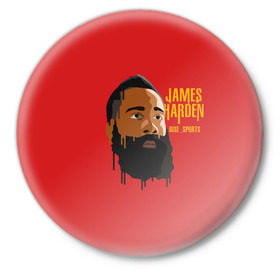 Значок с принтом James Harden в городе Новоалтайск,  металл | круглая форма, металлическая застежка в виде булавки | fear the beard | houston rockets | nba | rise sports | баскетбол | джеймс харден | нба | хьюстон рокетс