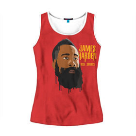 Женская майка 3D с принтом James Harden в городе Новоалтайск, 100% полиэстер | круглая горловина, прямой силуэт, длина до линии бедра | fear the beard | houston rockets | nba | rise sports | баскетбол | джеймс харден | нба | хьюстон рокетс
