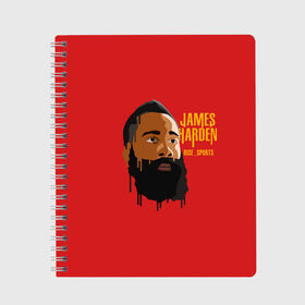 Тетрадь с принтом James Harden в городе Новоалтайск, 100% бумага | 48 листов, плотность листов — 60 г/м2, плотность картонной обложки — 250 г/м2. Листы скреплены сбоку удобной пружинной спиралью. Уголки страниц и обложки скругленные. Цвет линий — светло-серый
 | fear the beard | houston rockets | nba | rise sports | баскетбол | джеймс харден | нба | хьюстон рокетс
