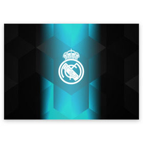 Поздравительная открытка с принтом Real Madrid Geometry Sport в городе Новоалтайск, 100% бумага | плотность бумаги 280 г/м2, матовая, на обратной стороне линовка и место для марки
 | emirates | fc | real madrid | геометрия | реал мадрид | футбольный клуб | эмблема