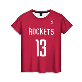 Женская футболка 3D с принтом Houston Rockets в городе Новоалтайск, 100% полиэфир ( синтетическое хлопкоподобное полотно) | прямой крой, круглый вырез горловины, длина до линии бедер | 13 | fear the beard | houston rockets | nba | rise sports | баскетбол | баскетбольная | джеймс харден | нба | номер | спортивная | форма | хьюстон рокетс