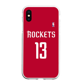 Чехол для iPhone XS Max матовый с принтом Houston Rockets в городе Новоалтайск, Силикон | Область печати: задняя сторона чехла, без боковых панелей | 13 | fear the beard | houston rockets | nba | rise sports | баскетбол | баскетбольная | джеймс харден | нба | номер | спортивная | форма | хьюстон рокетс