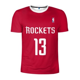 Мужская футболка 3D спортивная с принтом Houston Rockets в городе Новоалтайск, 100% полиэстер с улучшенными характеристиками | приталенный силуэт, круглая горловина, широкие плечи, сужается к линии бедра | 13 | fear the beard | houston rockets | nba | rise sports | баскетбол | баскетбольная | джеймс харден | нба | номер | спортивная | форма | хьюстон рокетс