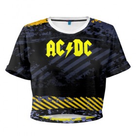 Женская футболка 3D укороченная с принтом AC DC STREET COLLECTION в городе Новоалтайск, 100% полиэстер | круглая горловина, длина футболки до линии талии, рукава с отворотами | ac dc | logo | music | pop | rock | альтернатива | металл | музыка | музыкальный | поп | рок