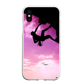 Чехол для iPhone XS Max матовый с принтом climbing в городе Новоалтайск, Силикон | Область печати: задняя сторона чехла, без боковых панелей | adrenaline | extreme | hiking | mountaineering | mountains | risk | rock climb | rocks | sport | адреналин | альпинизм | высота | горы | риск | скалолазание | скалы | спорт | туризм | экстрим