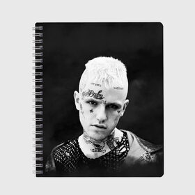 Тетрадь с принтом Rip Peep в городе Новоалтайск, 100% бумага | 48 листов, плотность листов — 60 г/м2, плотность картонной обложки — 250 г/м2. Листы скреплены сбоку удобной пружинной спиралью. Уголки страниц и обложки скругленные. Цвет линий — светло-серый
 | Тематика изображения на принте: lil peep | rap | густав ор | лил пип | рэп