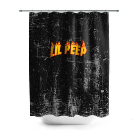 Штора 3D для ванной с принтом Lil Fire Peep в городе Новоалтайск, 100% полиэстер | плотность материала — 100 г/м2. Стандартный размер — 146 см х 180 см. По верхнему краю — пластиковые люверсы для креплений. В комплекте 10 пластиковых колец | lil peep | rap | густав ор | лил пип | рэп