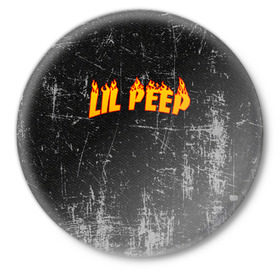 Значок с принтом Lil Fire Peep в городе Новоалтайск,  металл | круглая форма, металлическая застежка в виде булавки | Тематика изображения на принте: lil peep | rap | густав ор | лил пип | рэп